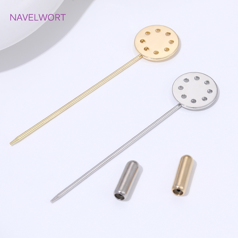 Embroidery Simple - 14K Gold Plated Long Brooch Safety