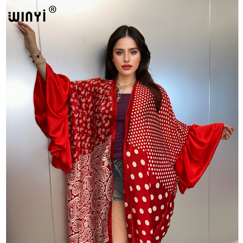 Embroidery Kaftan - WINYI Summer Kimono party dress Beach