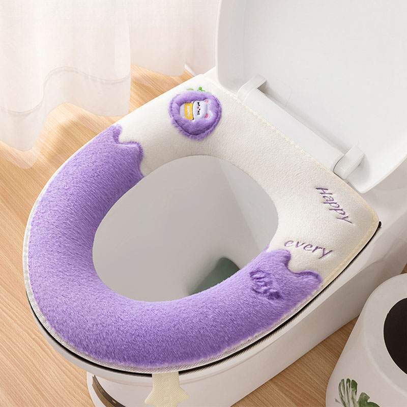 Embroidery Rabbit - Winter home cute toilet mat thickening
