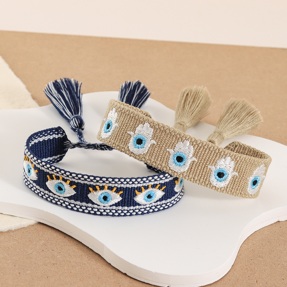 Embroidery Eyelet - Fashion Woven Bracelets Stackable Evil Eyes