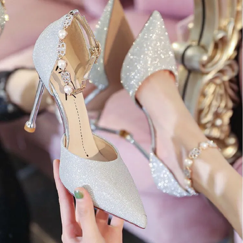 Embroidery Wedding - zapatos de mujer women sexy silver