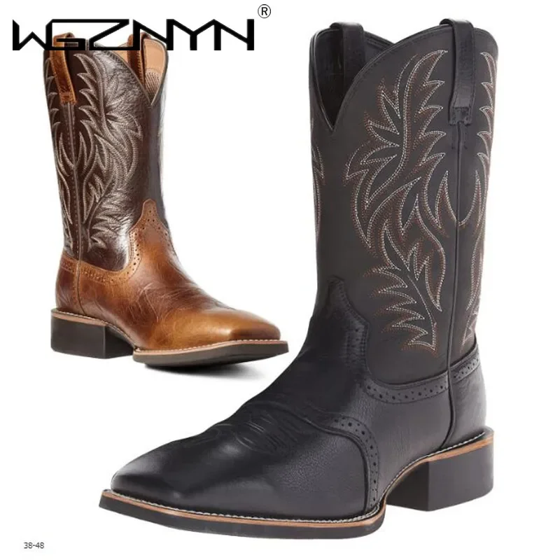 Embroidery Stitch - Men High Boots Embroidery Retro Handmade