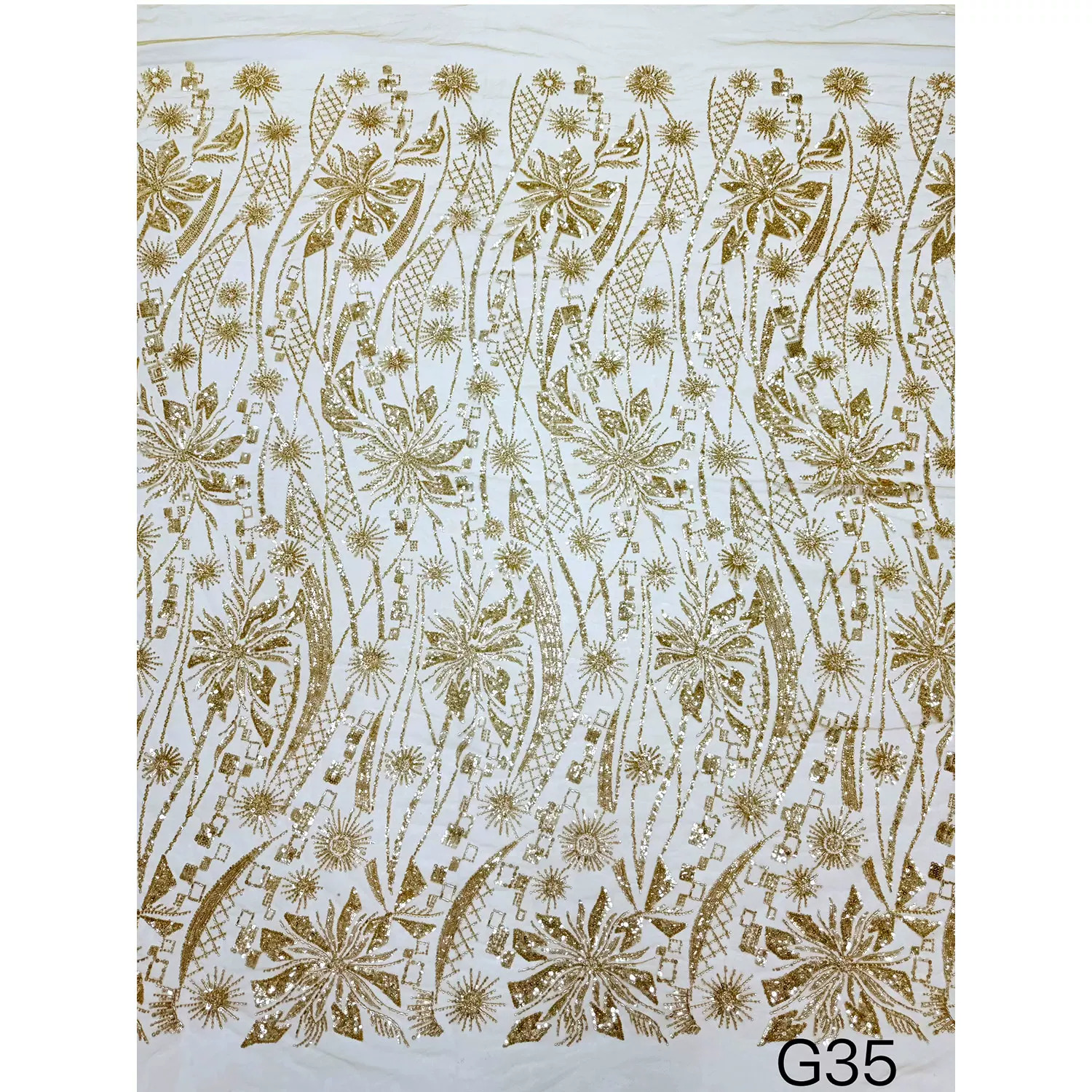 Embroidery Wedding - 1yard soft Lace fabric Geometric pattern