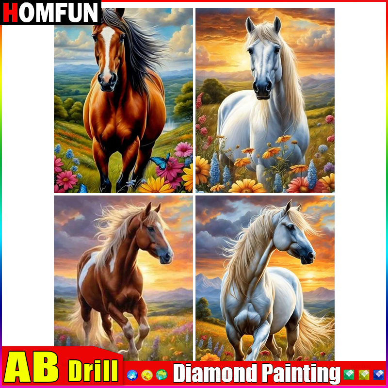 Embroidery Horse - HOMFUN AB Diamond Painting Cross Stitch