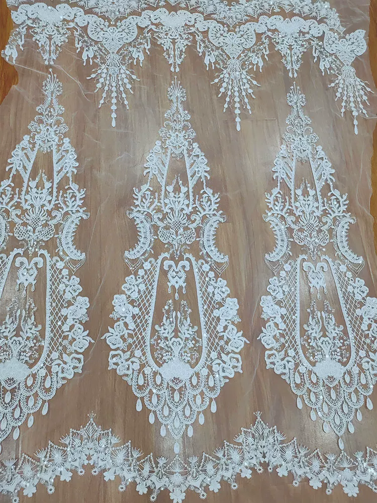 Embroidery Wedding - 1yard Nail bead sequin embroidery telas