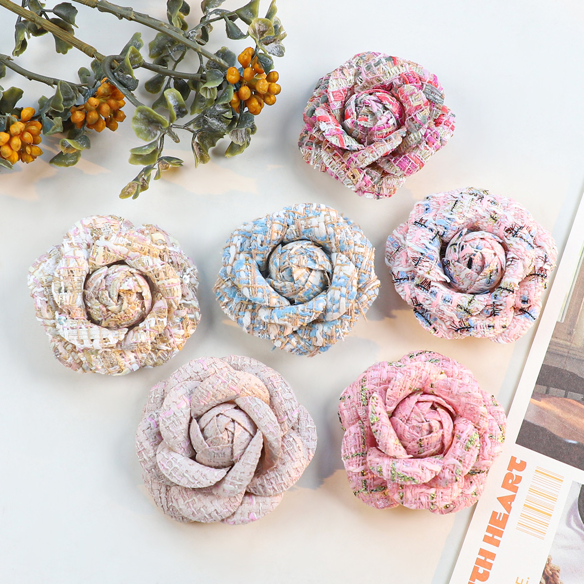 Embroidery Kaftan - 6CM Camellia Brooch for Women Wedding