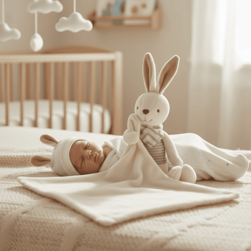 Embroidery Rabbit - Square Shape Baby Rabbit Comforter Elegant