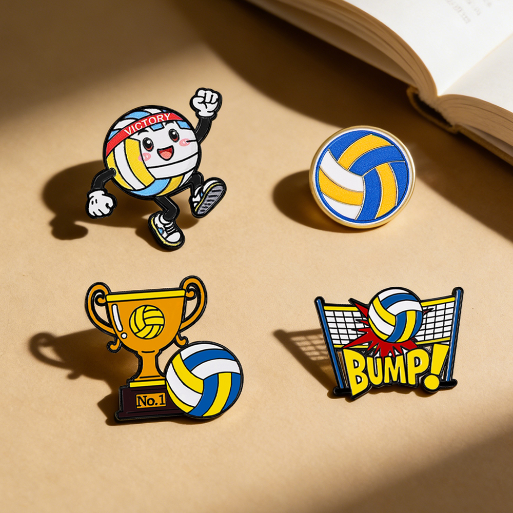 Embroidery Simple - 4pcs Football Player Enamel Brooch Creative