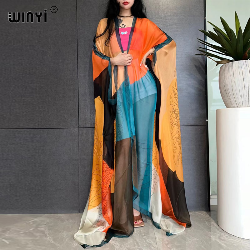 Embroidery Kaftan - WINYI Bohemian Printed Bikini Cover-ups Elegant