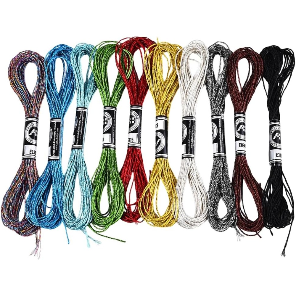 Embroidery Stitch - 10 Skeins 10 Colors Metallic Embroidery