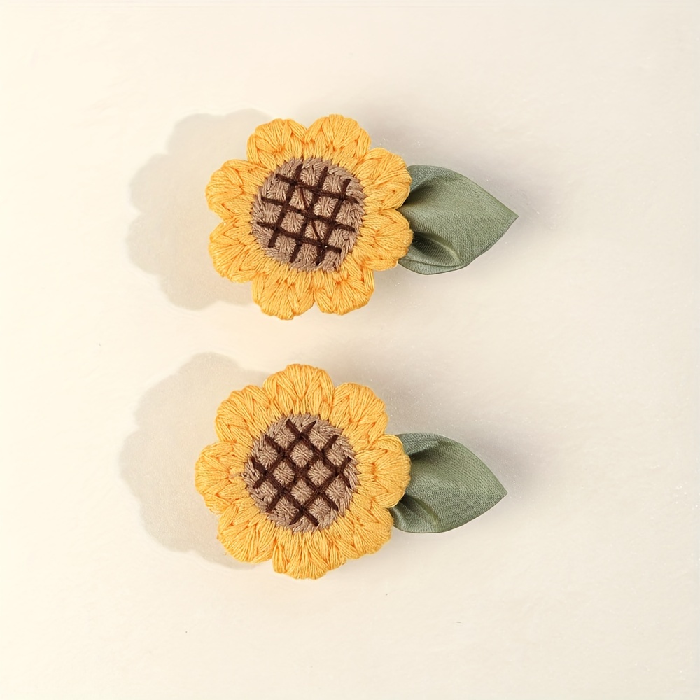 Embroidery Kaftan - 2pcs Girls Sunflower Hair Clips 5.33
