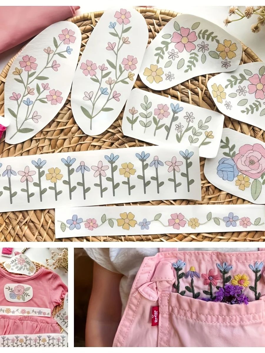 1 Set of 8pcs Colorful Graphic - Embroidery Web recensione e prezzo