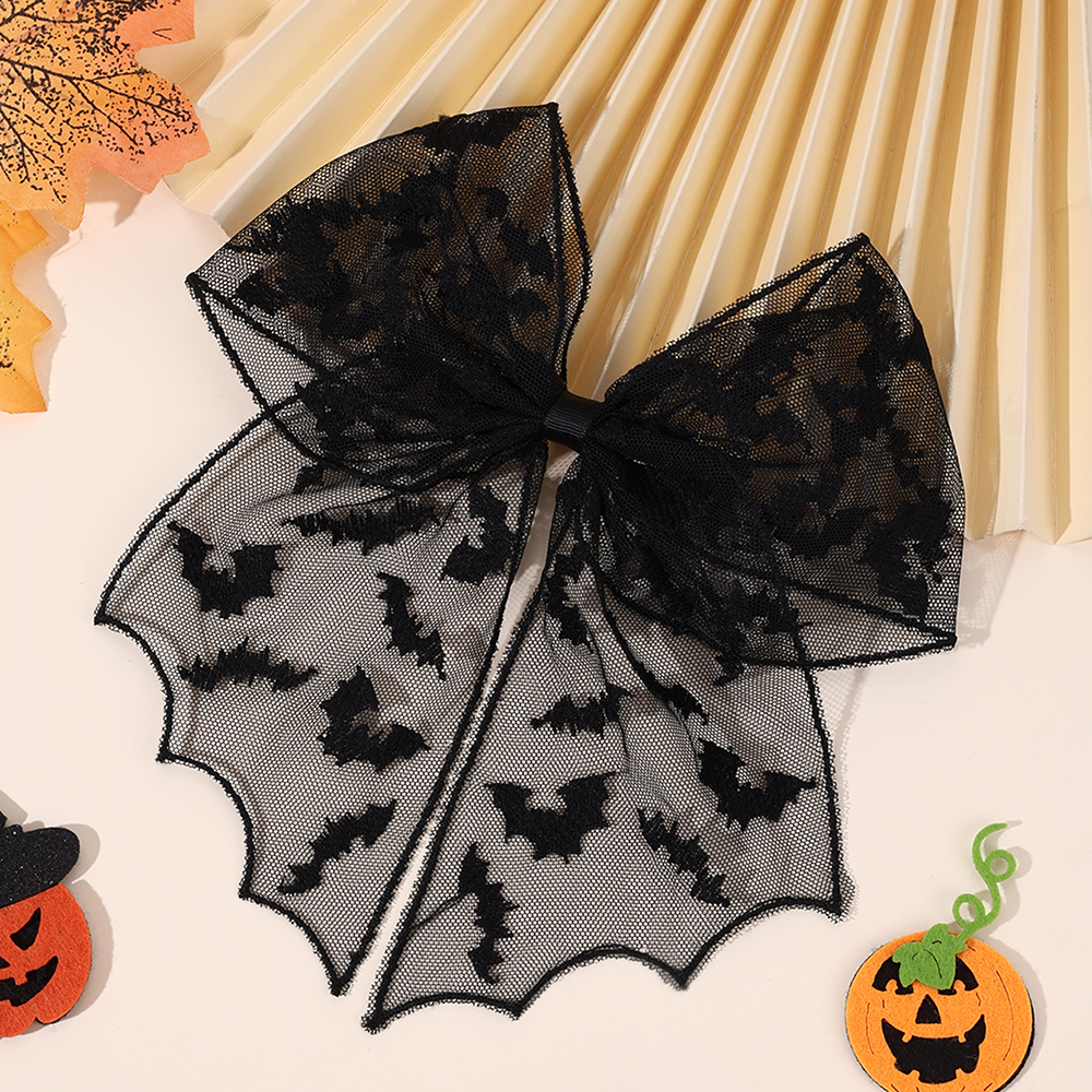 Halloween Bat Bow Hair Clips B - Embroidery Gothic recensione e prezzo