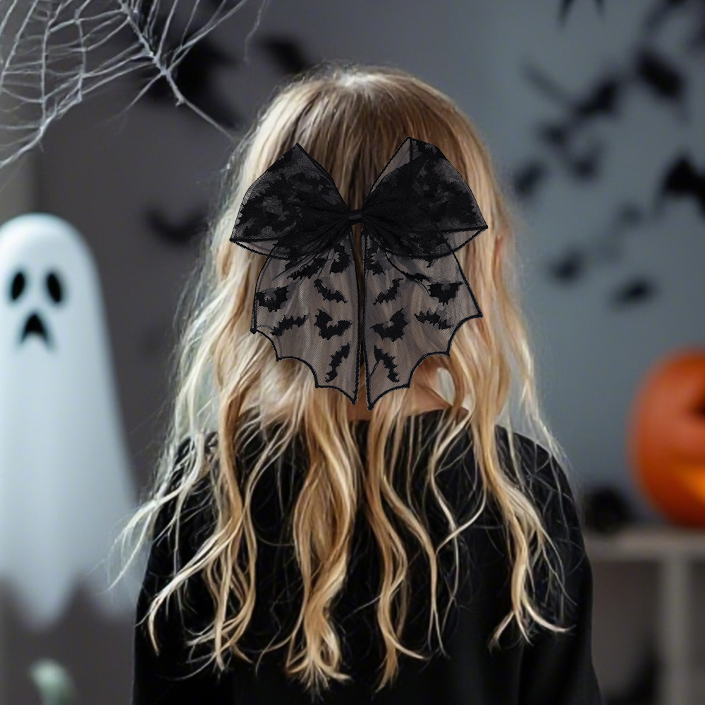 Halloween Bat Bow Hair Clips B - Embroidery Gothic recensione e prezzo