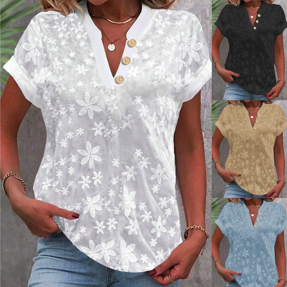 Cropped Shirt White Lace Blous - Embroidery Eyelet recensione e prezzo