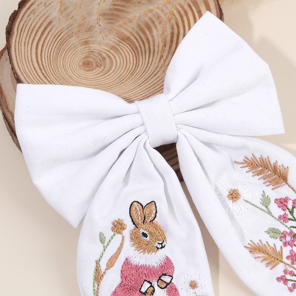 Rabbit Embroidery Bow Hair Cli - Embroidery Rabbit recensione e prezzo