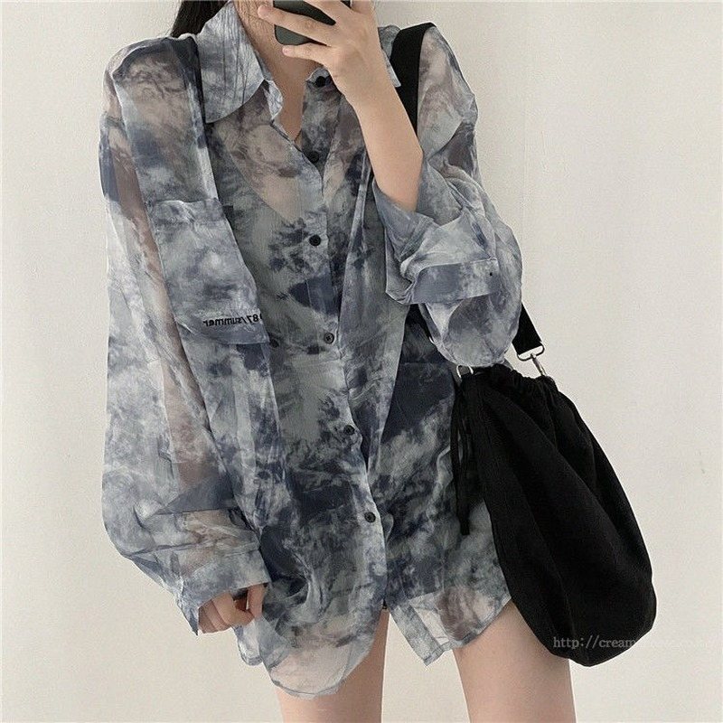 Shirts Women Fashion Tie Dye H - Embroidery Gothic recensione e prezzo