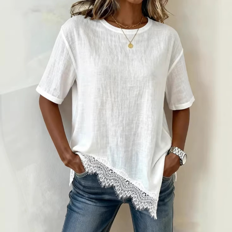 Women Vintage V Neck Lace Ruff - Embroidery Eyelet recensione e prezzo