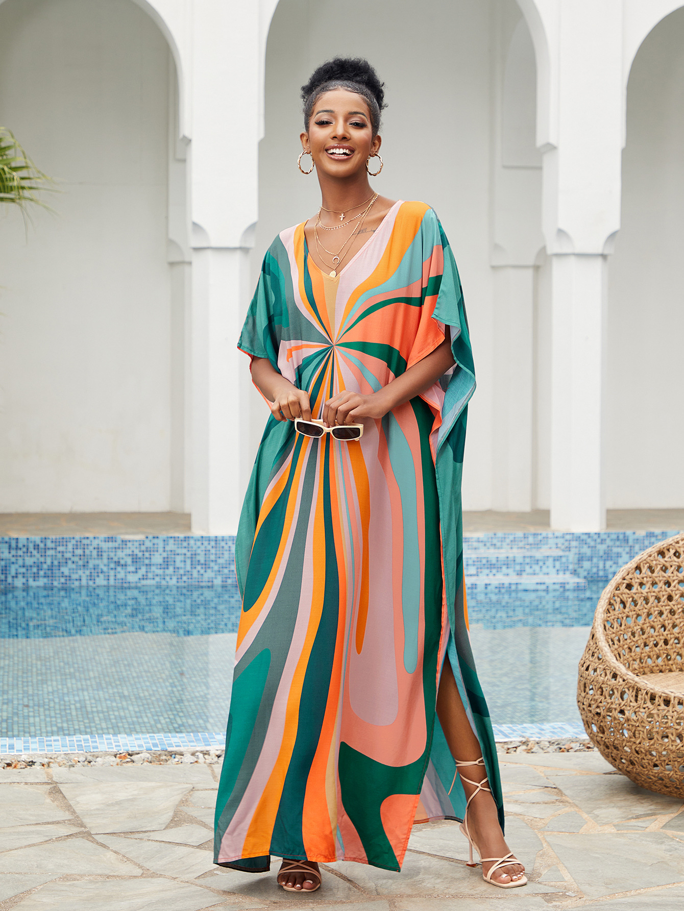 Women Beach Cover Up Loose Kaf - Embroidery Kaftan recensione e prezzo