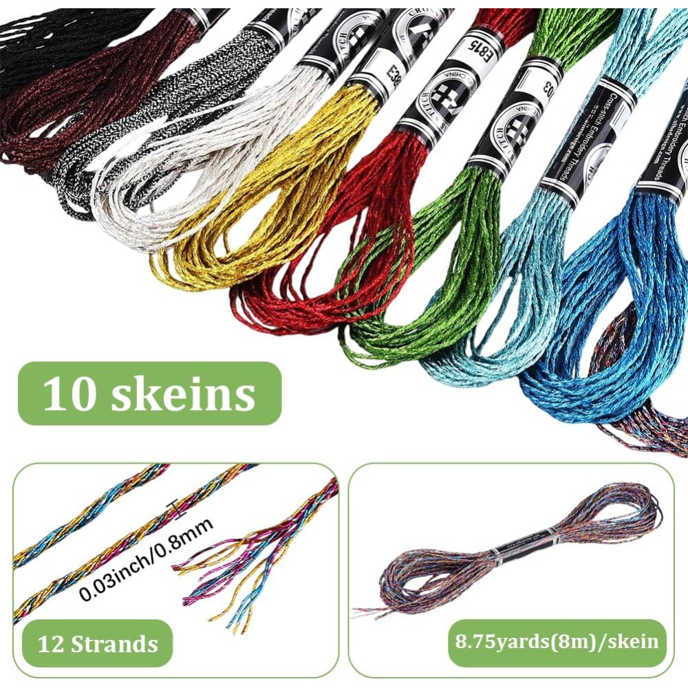 10 Skeins 10 Colors Metallic E - Embroidery Stitch recensione e prezzo