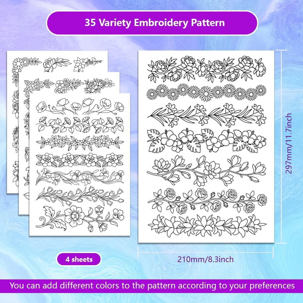 Pre-Printed Large Floral Borde - Embroidery Web recensione e prezzo