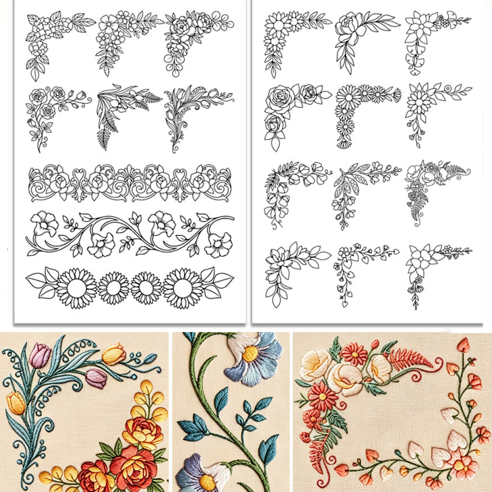 Pre-Printed Large Floral Borde - Embroidery Web recensione e prezzo