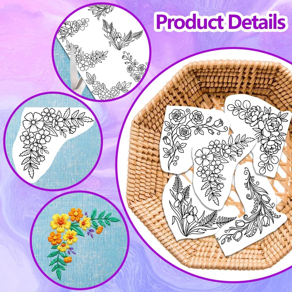 Pre-Printed Large Floral Borde - Embroidery Web recensione e prezzo