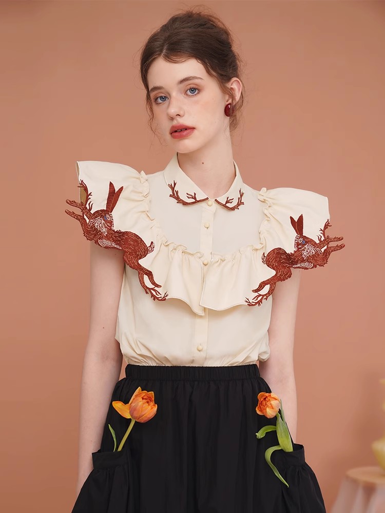Rabbit Embroidered Shirt for W - Embroidery Rabbit recensione e prezzo