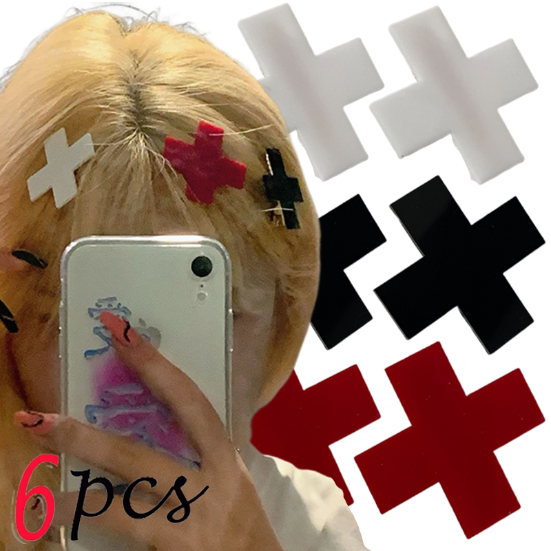 Y2K Red Cross Hair Clip Punk G - Embroidery Gothic recensione e prezzo