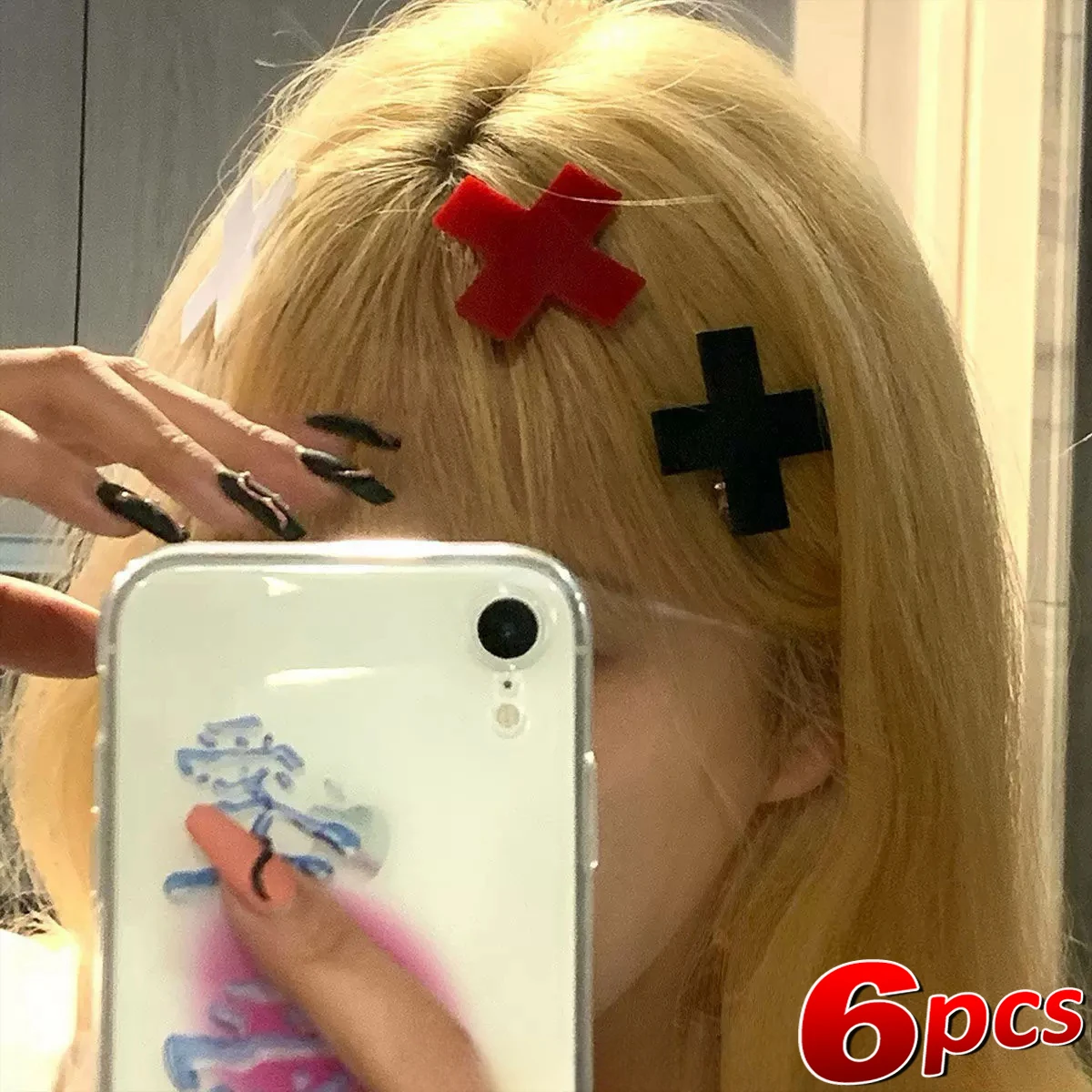 Y2K Red Cross Hair Clip Punk G - Embroidery Gothic recensione e prezzo