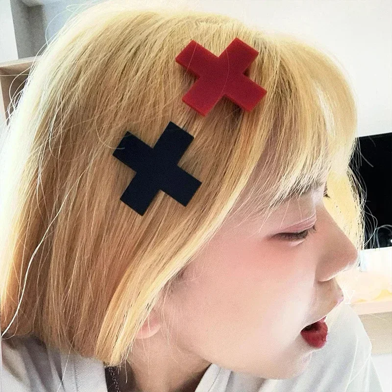 Y2K Red Cross Hair Clip Punk G - Embroidery Gothic recensione e prezzo